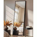 Full Length Mirror Standing Large Floor Mirror with Aluminum Frame Black Bedroom Living Room Bathroom Anti Fog Clear Glass
