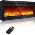 COZONY 60 Electric Fireplace Wall Mounted/Recessed, 750/1500W Heater, 12 Flame Colors, Remote & Touch Control