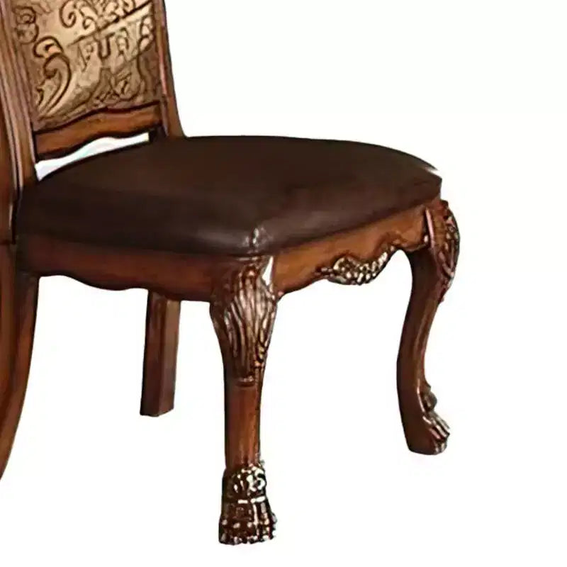 Set di 2 sedie da pranzo altezza bancone, in pelle PU, con struttura in legno di quercia ciliegio
