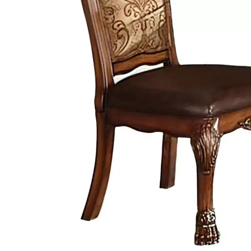 Set di 2 sedie da pranzo altezza bancone, in pelle PU, con struttura in legno di quercia ciliegio