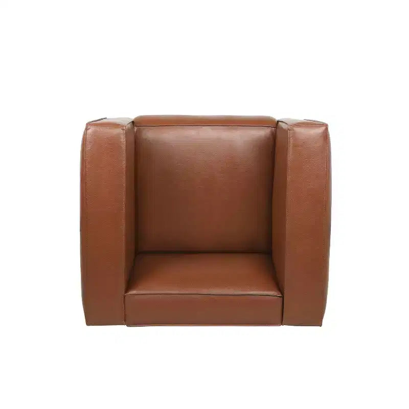 Poltrona club contemporanea in similpelle, design a smoking, gambe in legno di betulla, 136 kg