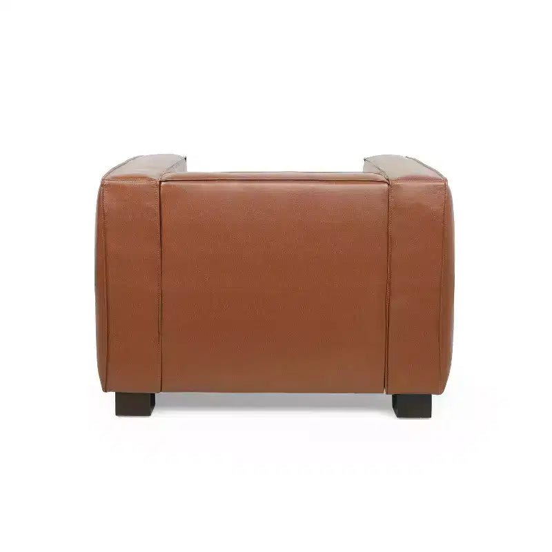 Poltrona club contemporanea in similpelle, design a smoking, gambe in legno di betulla, 136 kg