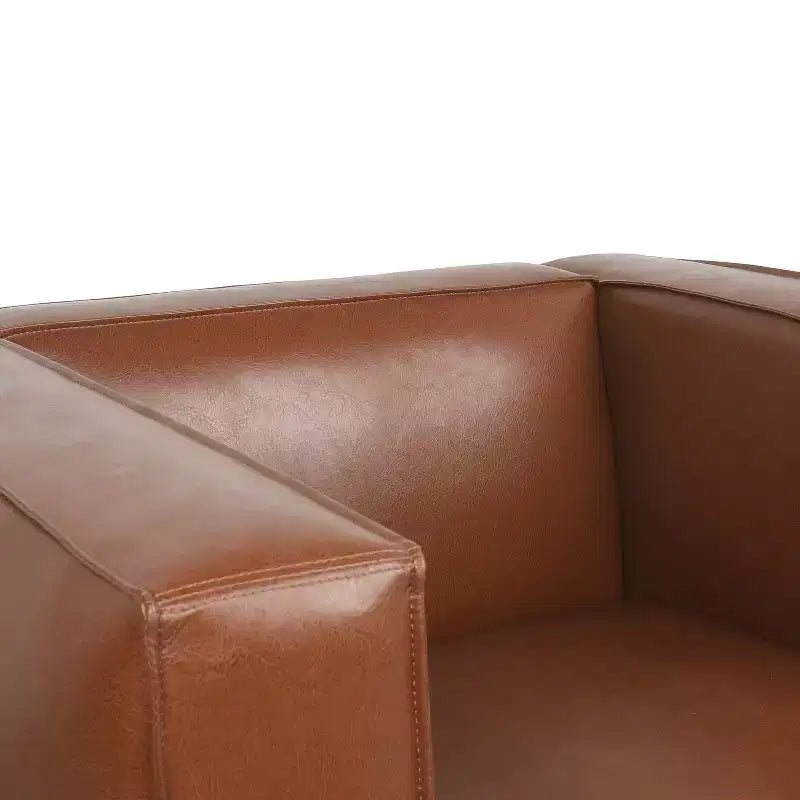 Poltrona club contemporanea in similpelle, design a smoking, gambe in legno di betulla, 136 kg