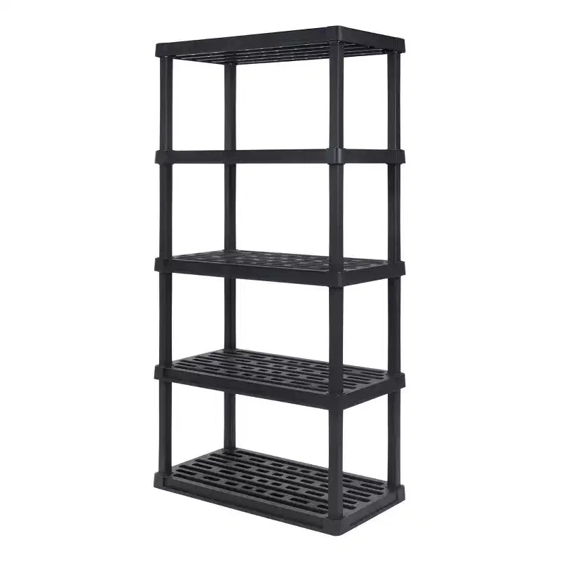Scaffale multiuso in plastica resistente a 5 ripiani, 45 kg per ripiano, nero