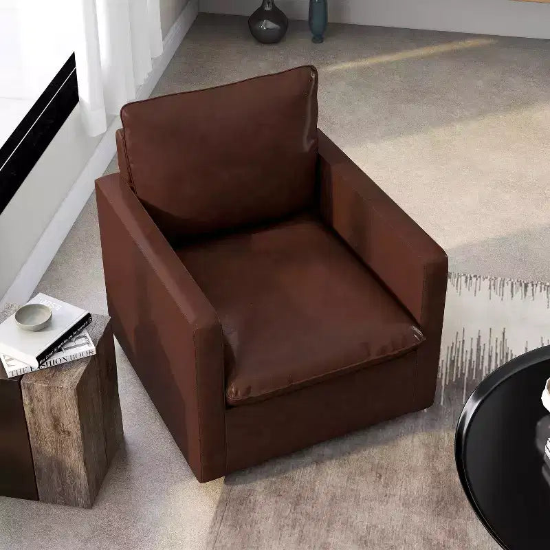 Poltrona girevole, rivestimento in similpelle, cuscino in schiuma, capacità 113 kg