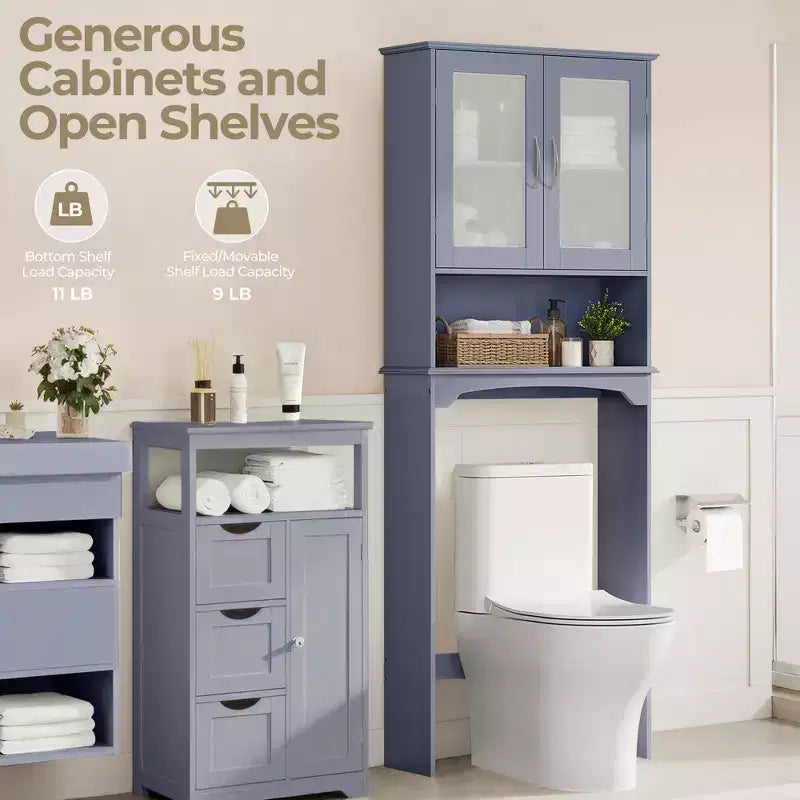 Mobiletto salvaspazio da bagno sopra WC con ripiano regolabile