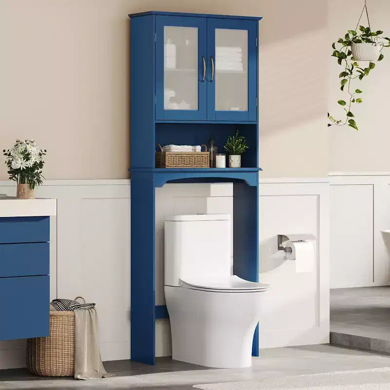 Mobiletto salvaspazio da bagno sopra WC con ripiano regolabile