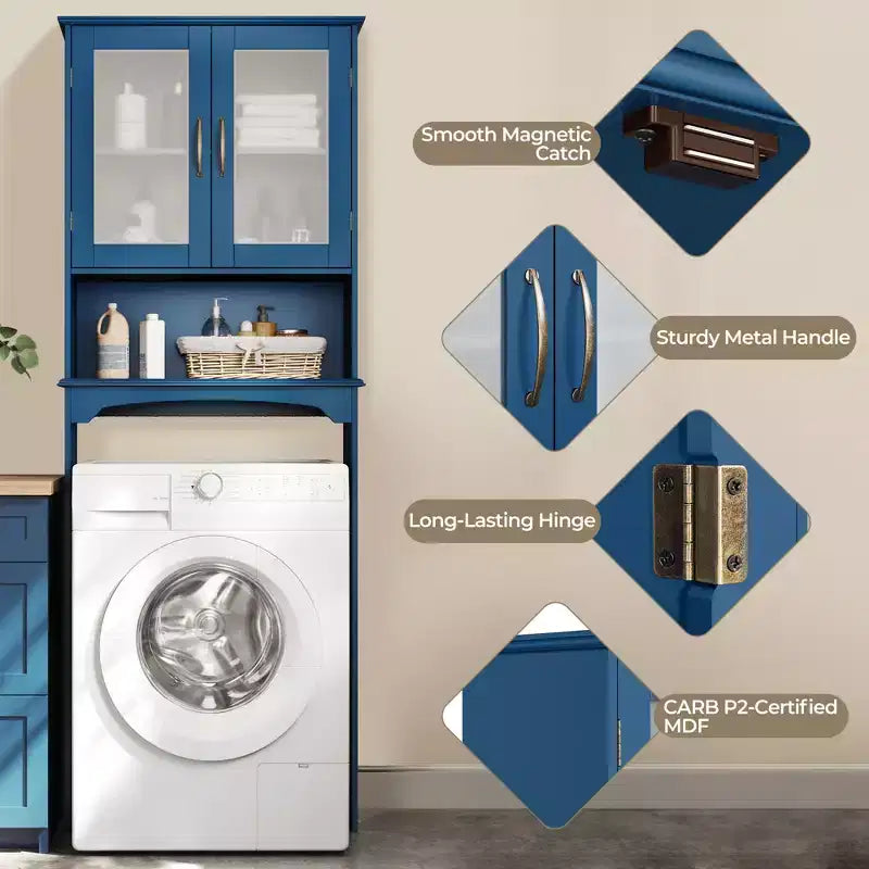 Mobiletto salvaspazio da bagno sopra WC con ripiano regolabile