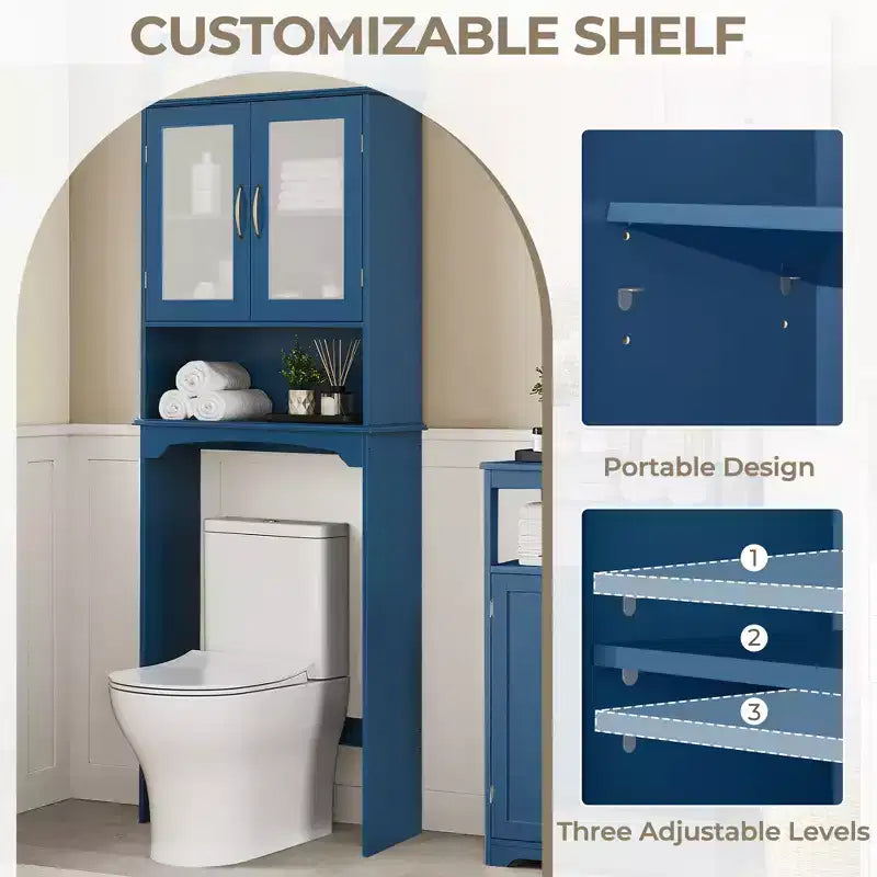 Mobiletto salvaspazio da bagno sopra WC con ripiano regolabile