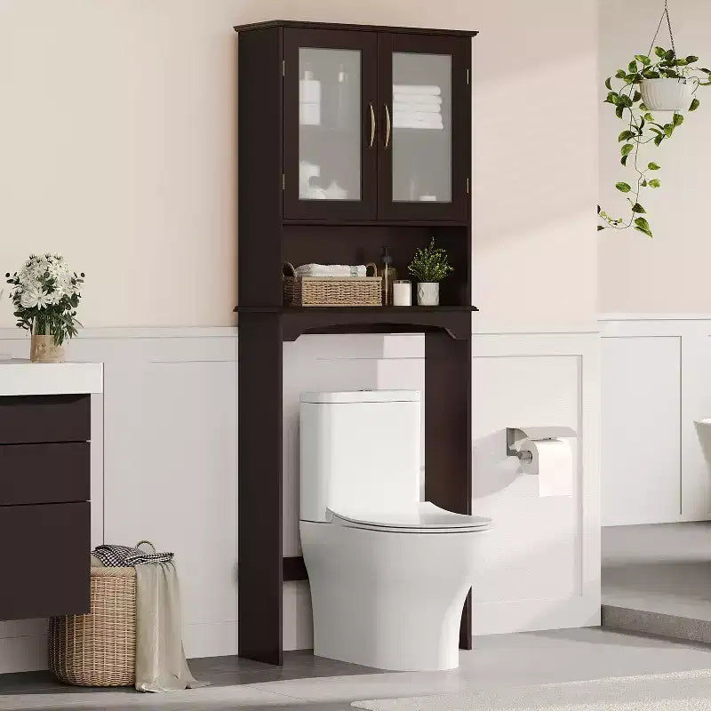 Mobiletto salvaspazio da bagno sopra WC con ripiano regolabile