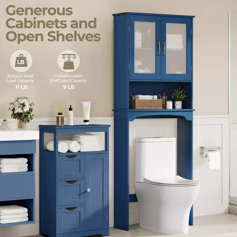 Mobiletto salvaspazio da bagno sopra WC con ripiano regolabile