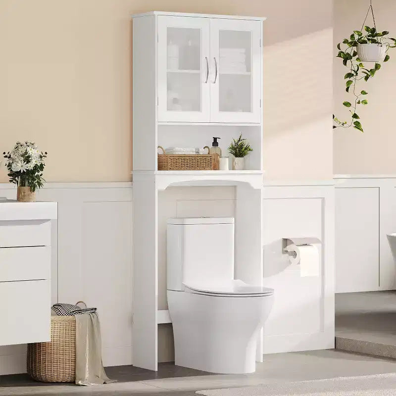 Mobiletto salvaspazio da bagno sopra WC con ripiano regolabile