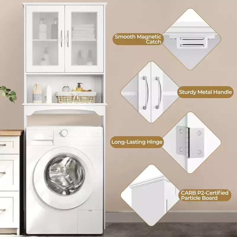 Mobiletto salvaspazio da bagno sopra WC con ripiano regolabile