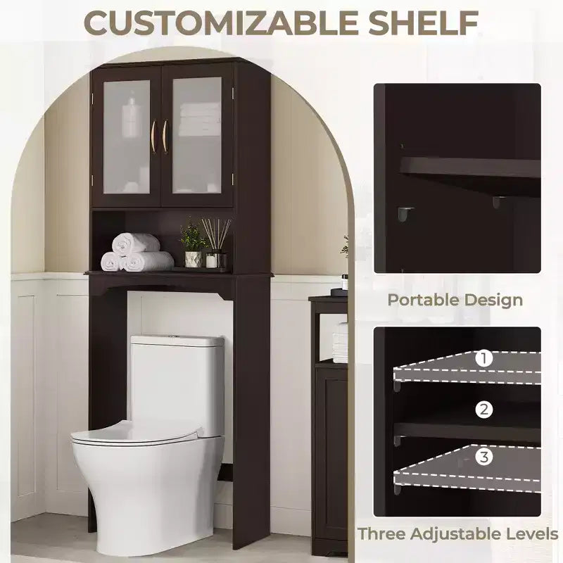 Mobiletto salvaspazio da bagno sopra WC con ripiano regolabile