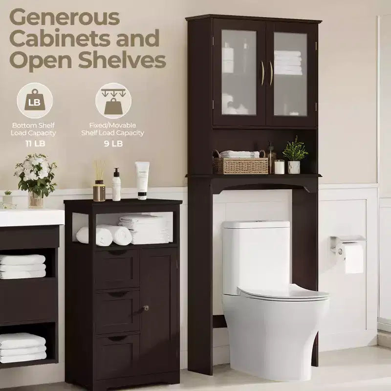 Mobiletto salvaspazio da bagno sopra WC con ripiano regolabile