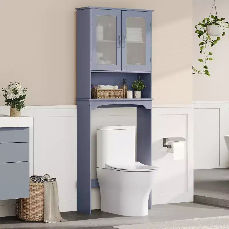 Mobiletto salvaspazio da bagno sopra WC con ripiano regolabile