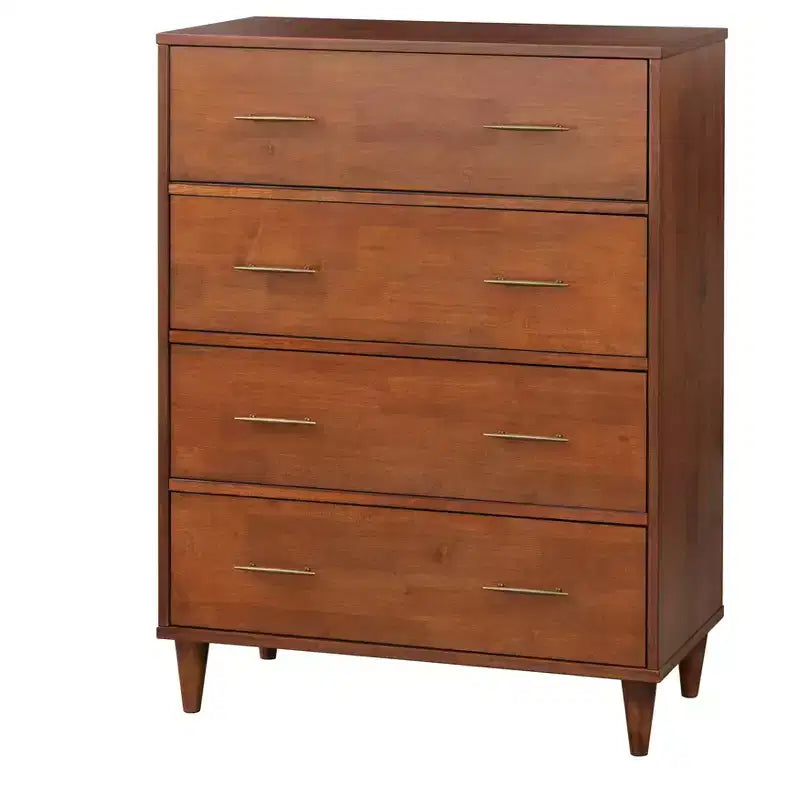 Cassettiera a 4 cassetti Mid Century Modern, MDF laminato, ferramenta anti-ribaltamento
